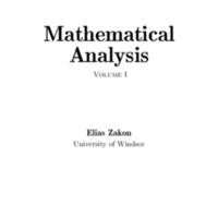 Mathematical Analysis Volume I<br />
