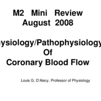 Physiology/ Pathophysiology of Coronary Blood Flow